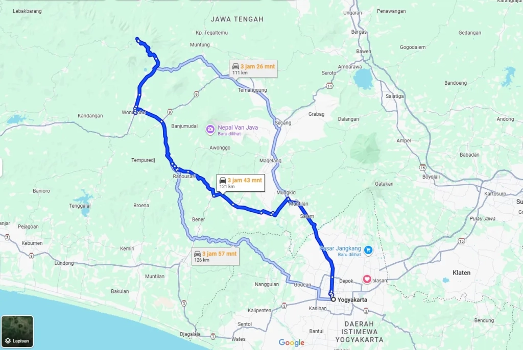 rute bukit scooter dieng dari jogja