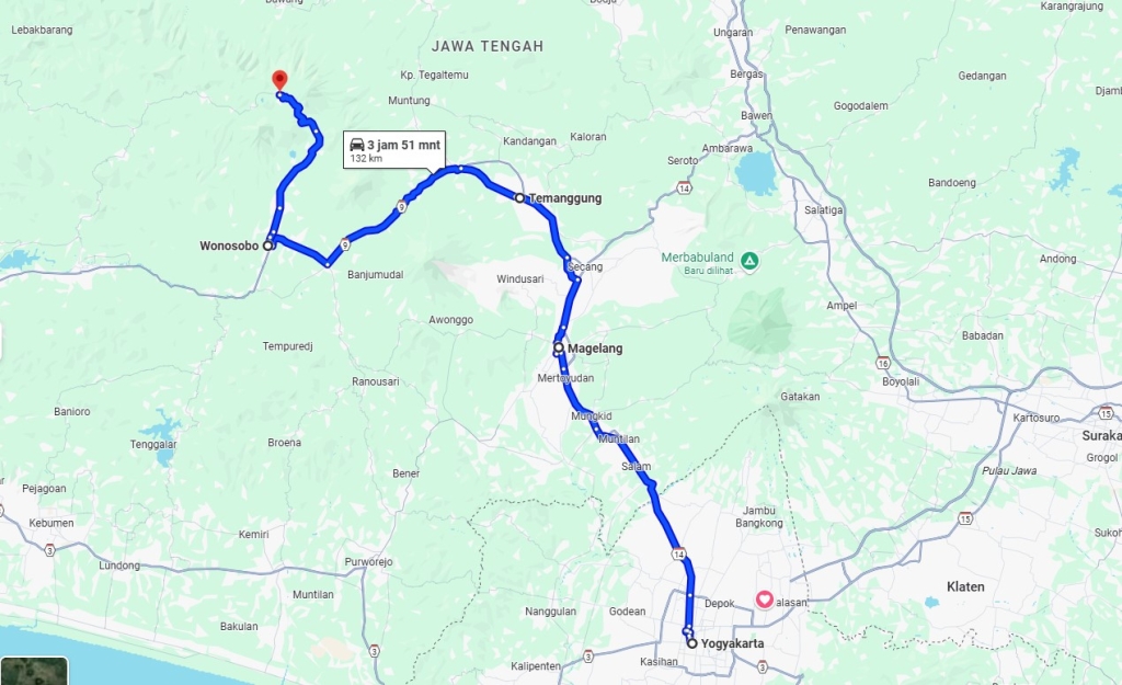 rute jogja ke dieng