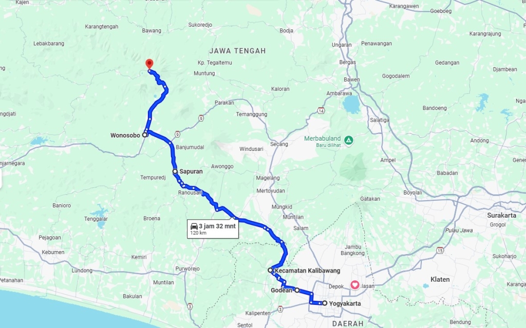 rute jogja ke dieng lewat sapuran